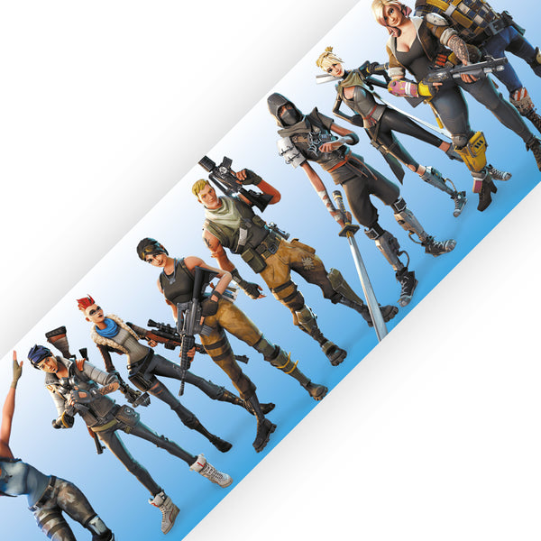 Fortnite bedroom wallpaper border in blue by SuperDuperDecor - zoomed in