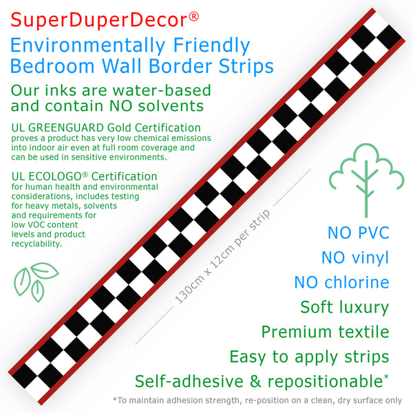 Chequered Flag (With Red Stripes) - wall border
