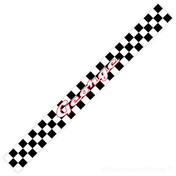 Checkered Flag - wall border - with name
