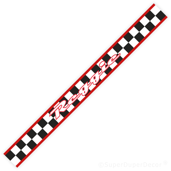 Checkered Flag Red Stripes - wall border - with name