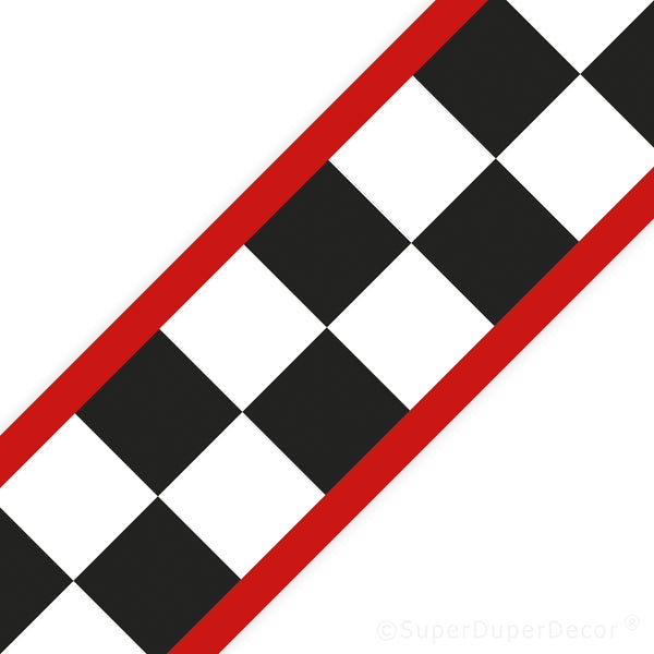 Checkered Flag Red Stripes - wall border