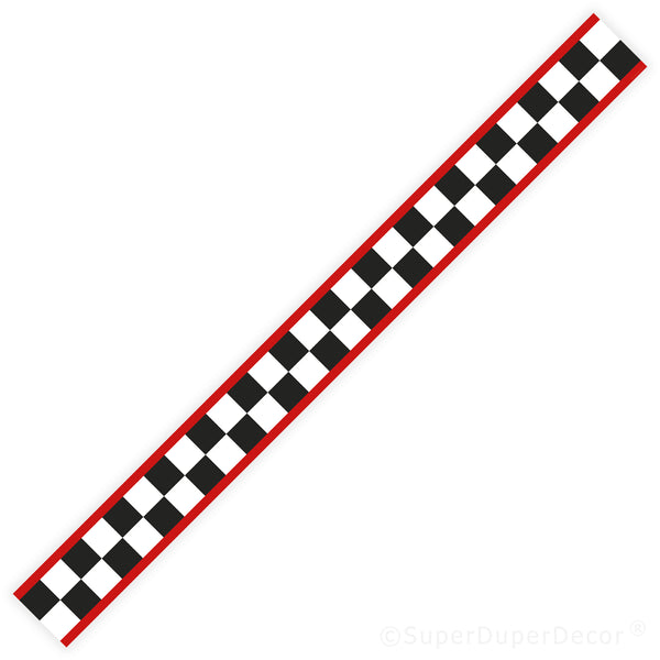 Checkered Flag Red Stripes - wall border
