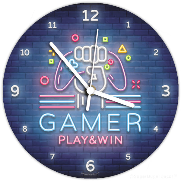 Video Gamer neon glow - wall clock